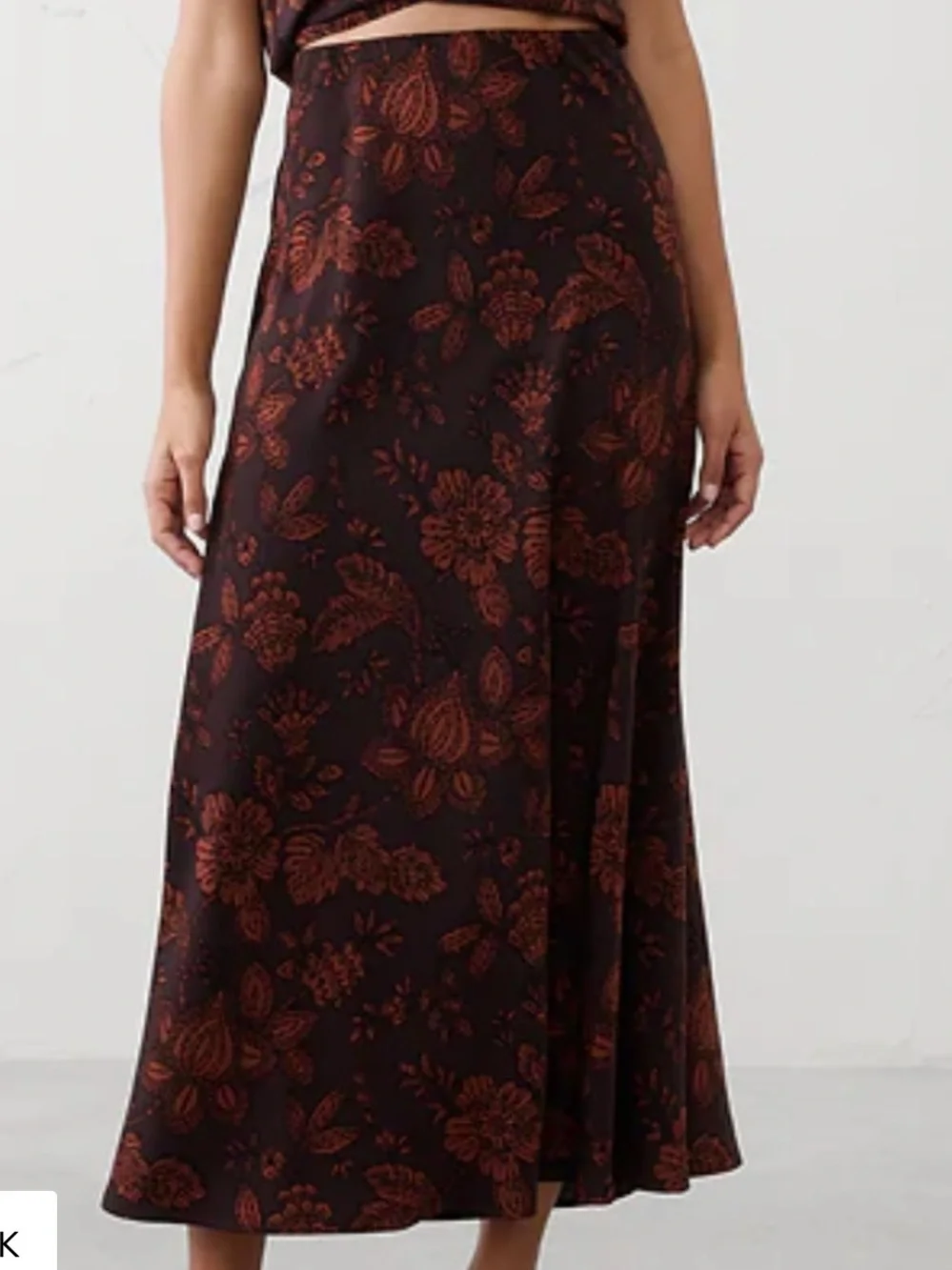 Banana Republic Factory Classic Maxi Skirt Brown Print Size Petite Medium NWT